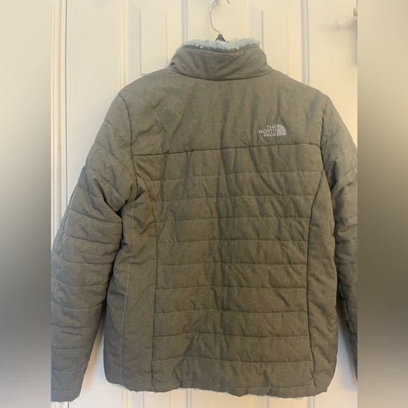 The North Face Kids Puffer Jacket in Gray with Light Blue Lining - Picture 3 of 7